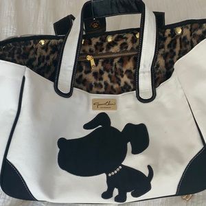 CANVAS TOTE/PET CARRIER-PAW FEET & REMOVABLE LINE
